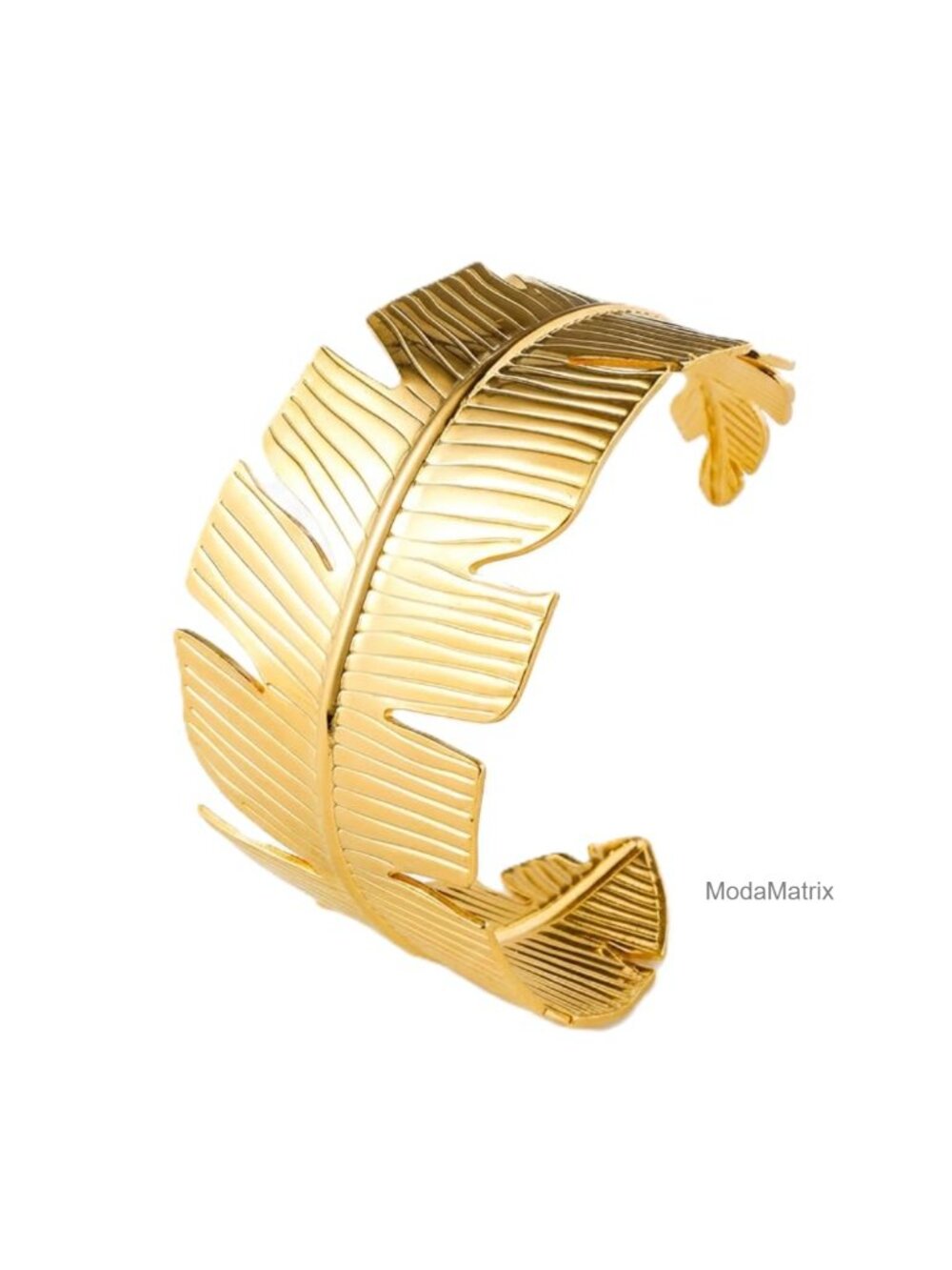 Gold Plated Cuff Bracelet Adjustable Open Bangle Botanical Leaf